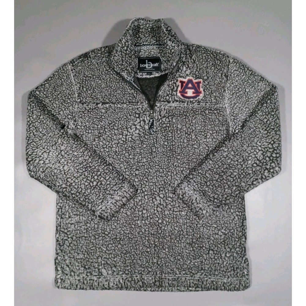 Aubur. Tigers Shirt Mens L Gray 1/4 Zip Fleece Pullover Embroidered Logo
